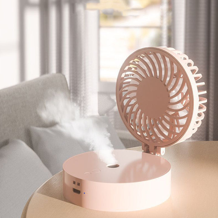 Portable Neck Hanging Fan Foldable USB Rechargeable Table Air Cooler Mist Sprayer Humidifier Image 2