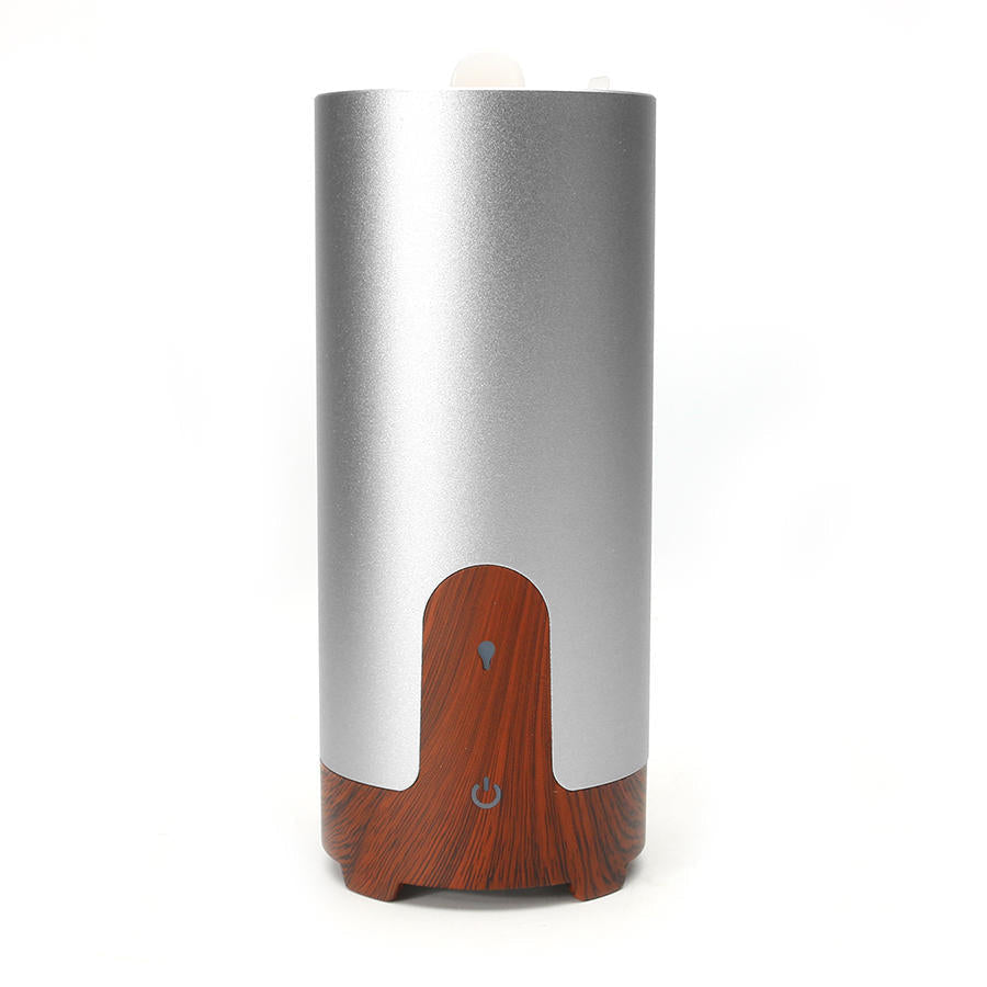 Protable Essential Oil Humidifier Aromatherapy Diffuser Metal and Wood Grain Style Image 1