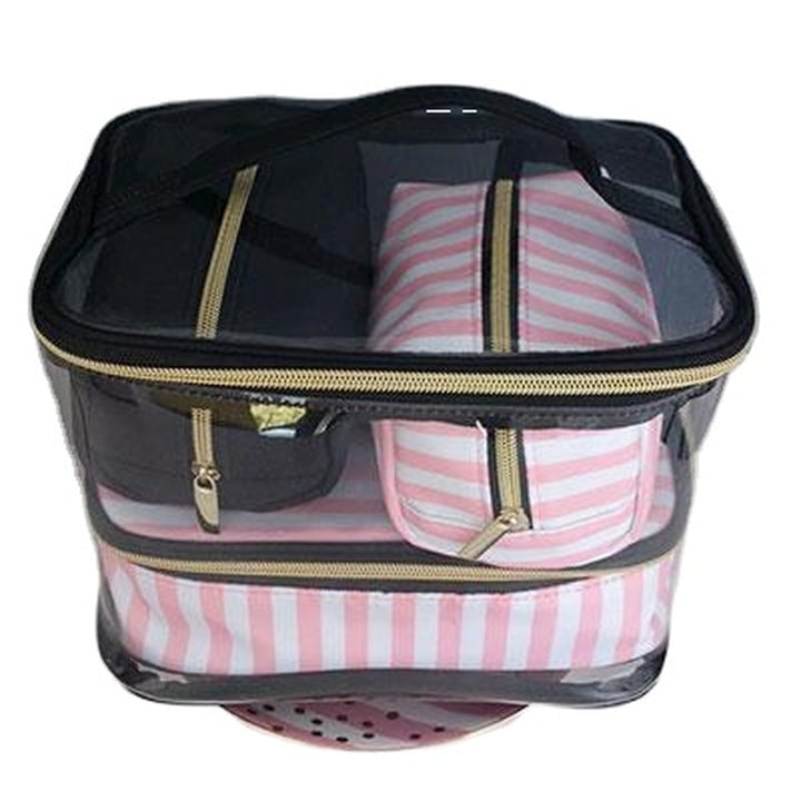 PVC Transparent Cosmetic Bag Organizer Travel Toiletry Set Pink Beauty Case Makeup Beautician Vanity Necessaire Trip Image 1