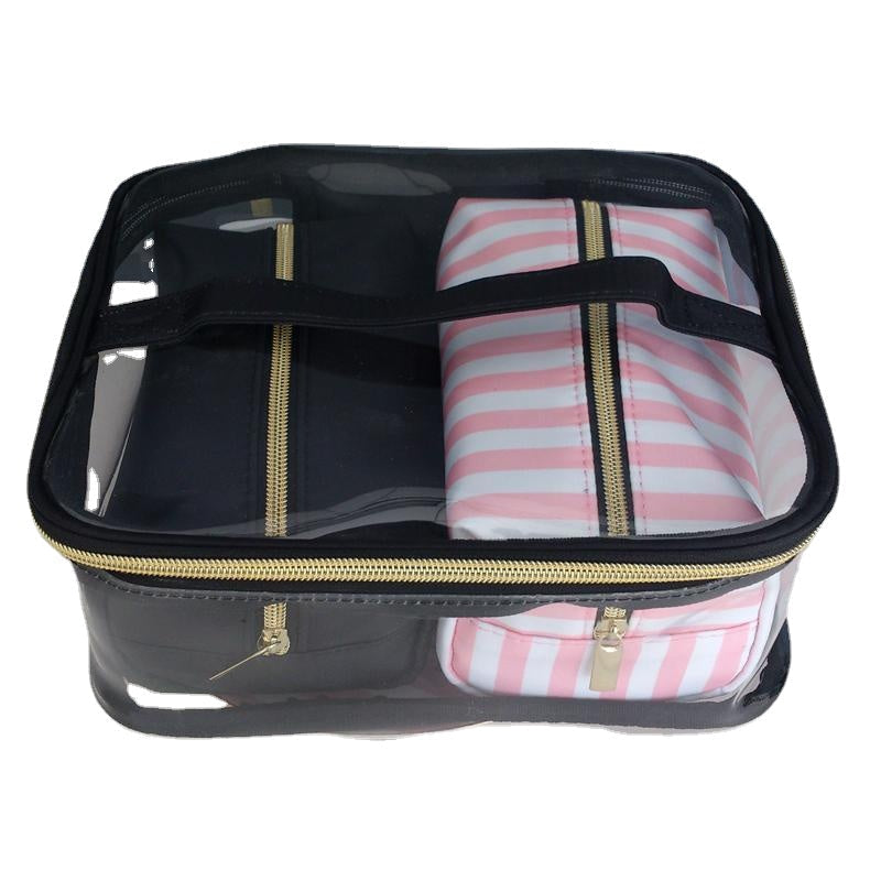 PVC Transparent Cosmetic Bag Organizer Travel Toiletry Set Pink Beauty Case Makeup Beautician Vanity Necessaire Trip Image 7