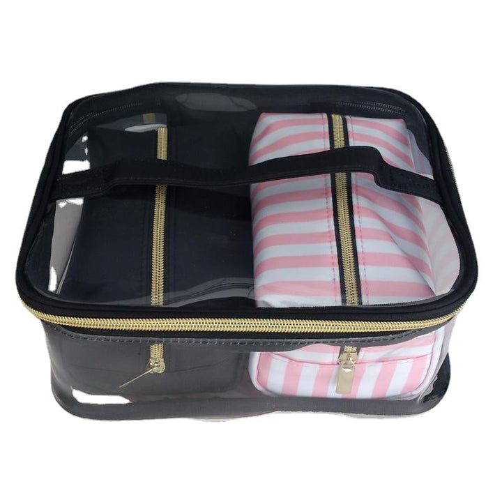 PVC Transparent Cosmetic Bag Organizer Travel Toiletry Set Pink Beauty Case Makeup Beautician Vanity Necessaire Trip Image 1