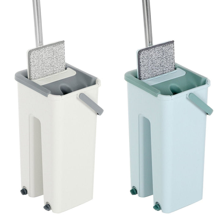 Rotation Spin Flat Mop Bucket Set Auto Rebound Hand-free Floor Cleaning Image 1