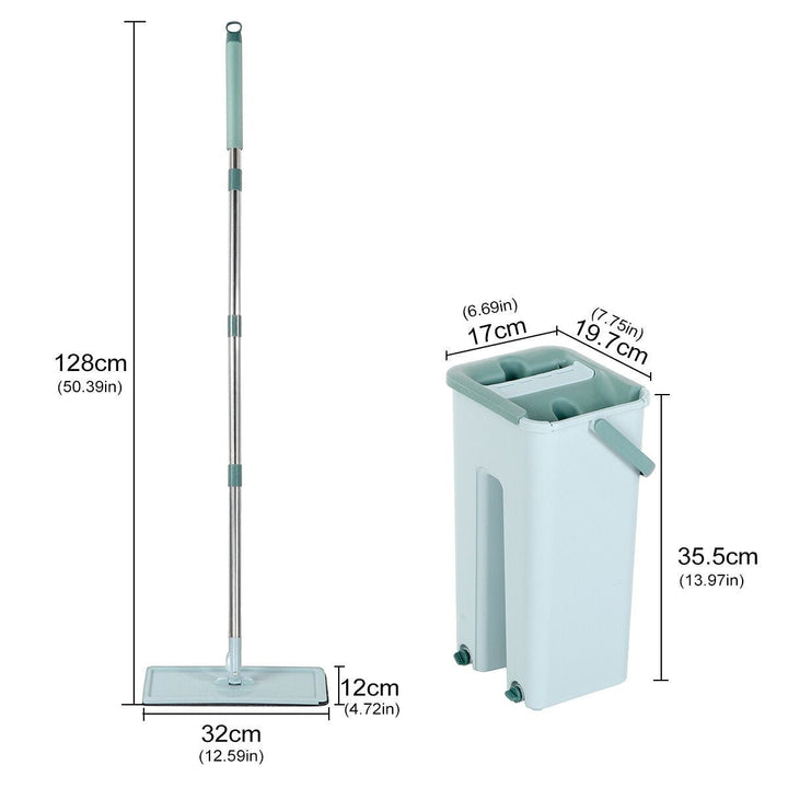 Rotation Spin Flat Mop Bucket Set Auto Rebound Hand-free Floor Cleaning Image 5