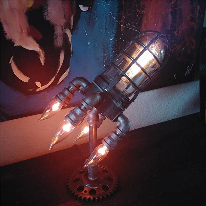 Steampunk Rocket Lamp Punk Style Lights Metal Desktop Decor Ornaments Wall Decoration Light Led Light Lamp Image 3