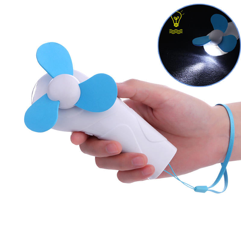 Summer Mini Cooling Fan Outdoor Camping Portable Hand-held Cool Fan with LED Light Image 1