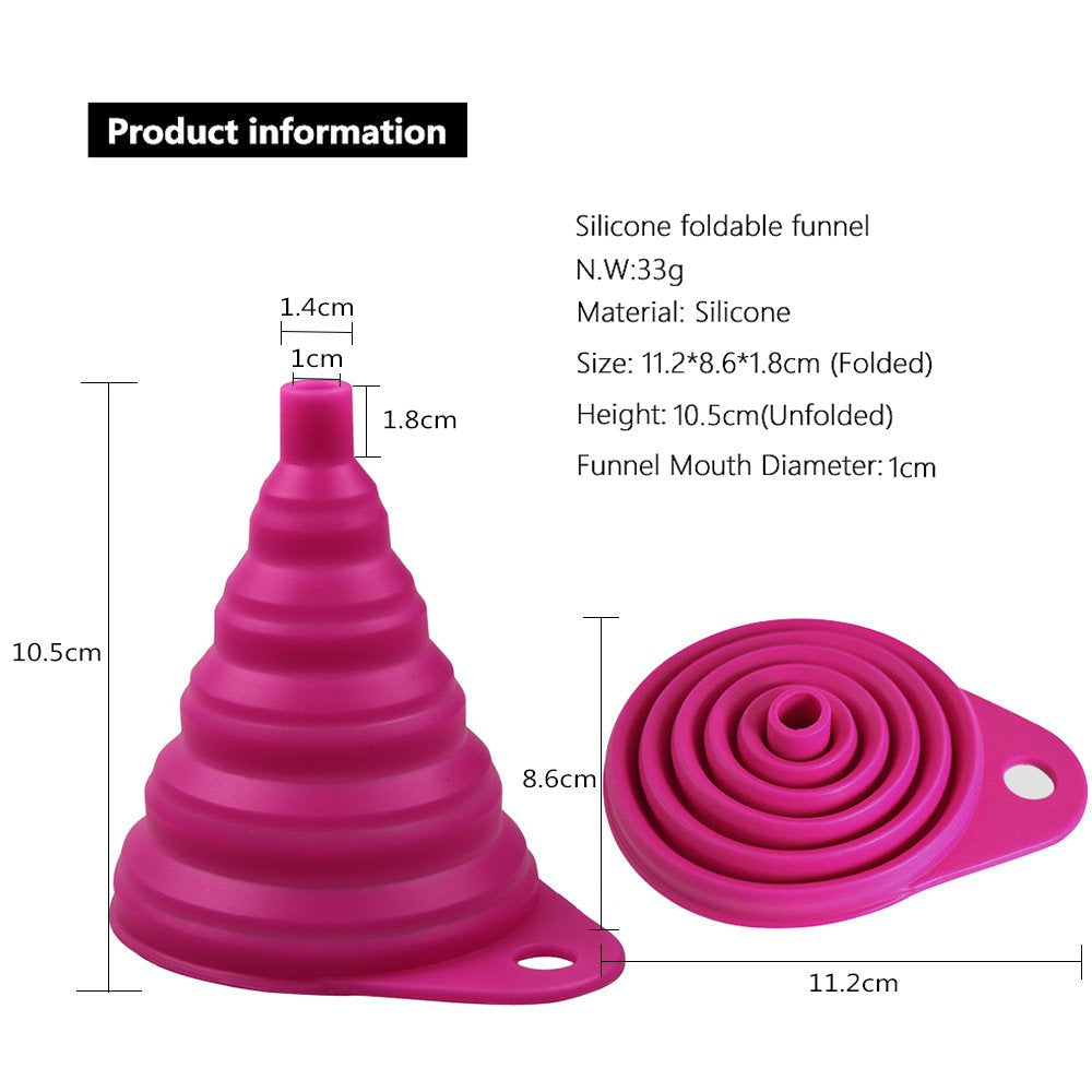 Tritina Home and Kitchen Fordable Funnel,Silicone Collapsible Style,BPA-free,Heat Resistant,for dishwasher Image 7