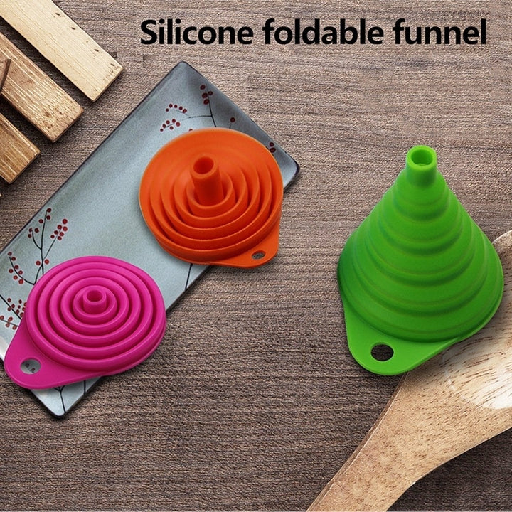 Tritina Home and Kitchen Fordable Funnel,Silicone Collapsible Style,BPA-free,Heat Resistant,for dishwasher Image 12