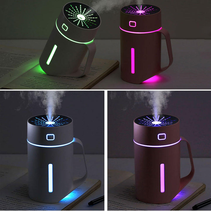 USB Battery Portable Mini 7 Color LED Air Humidifier Diffuser 2 Gear Wired Wireless Night Light Humidifier Image 12