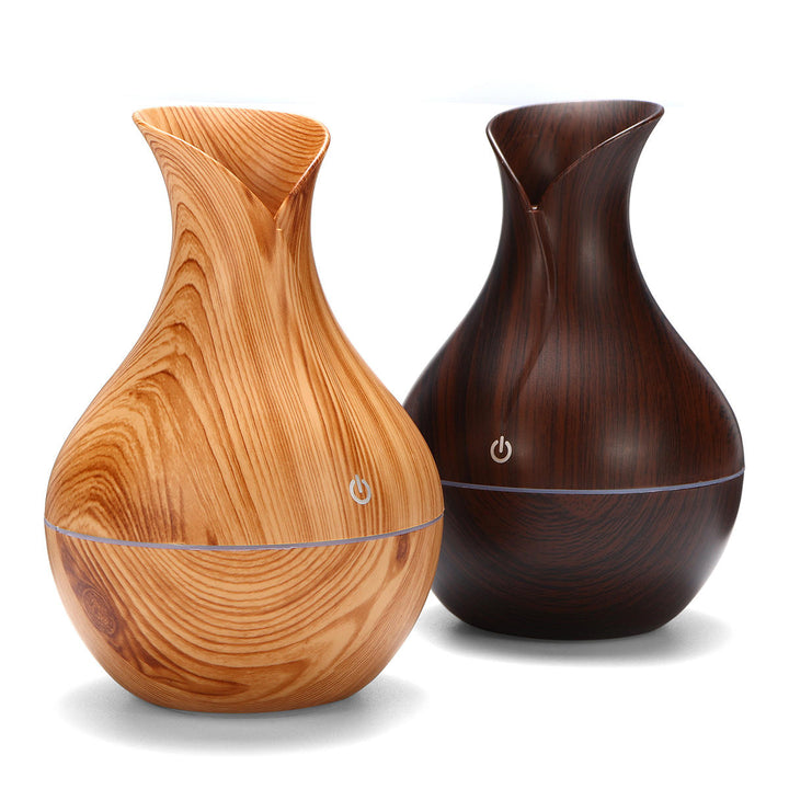 USB Electric Wood Grain Ultrasonic Cool Mist Humidifier Aroma Essential Oil Diffuser LED lights Image 1