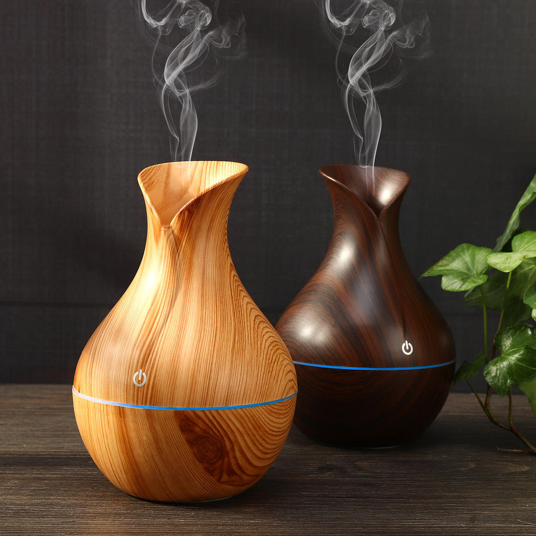 USB Electric Wood Grain Ultrasonic Cool Mist Humidifier Aroma Essential Oil Diffuser LED lights Image 4