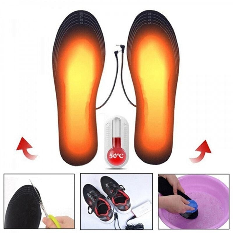 USB Rechargeable Heated Shoe Insoles Foot Warmer Heater Charging Heat Boots Image 3