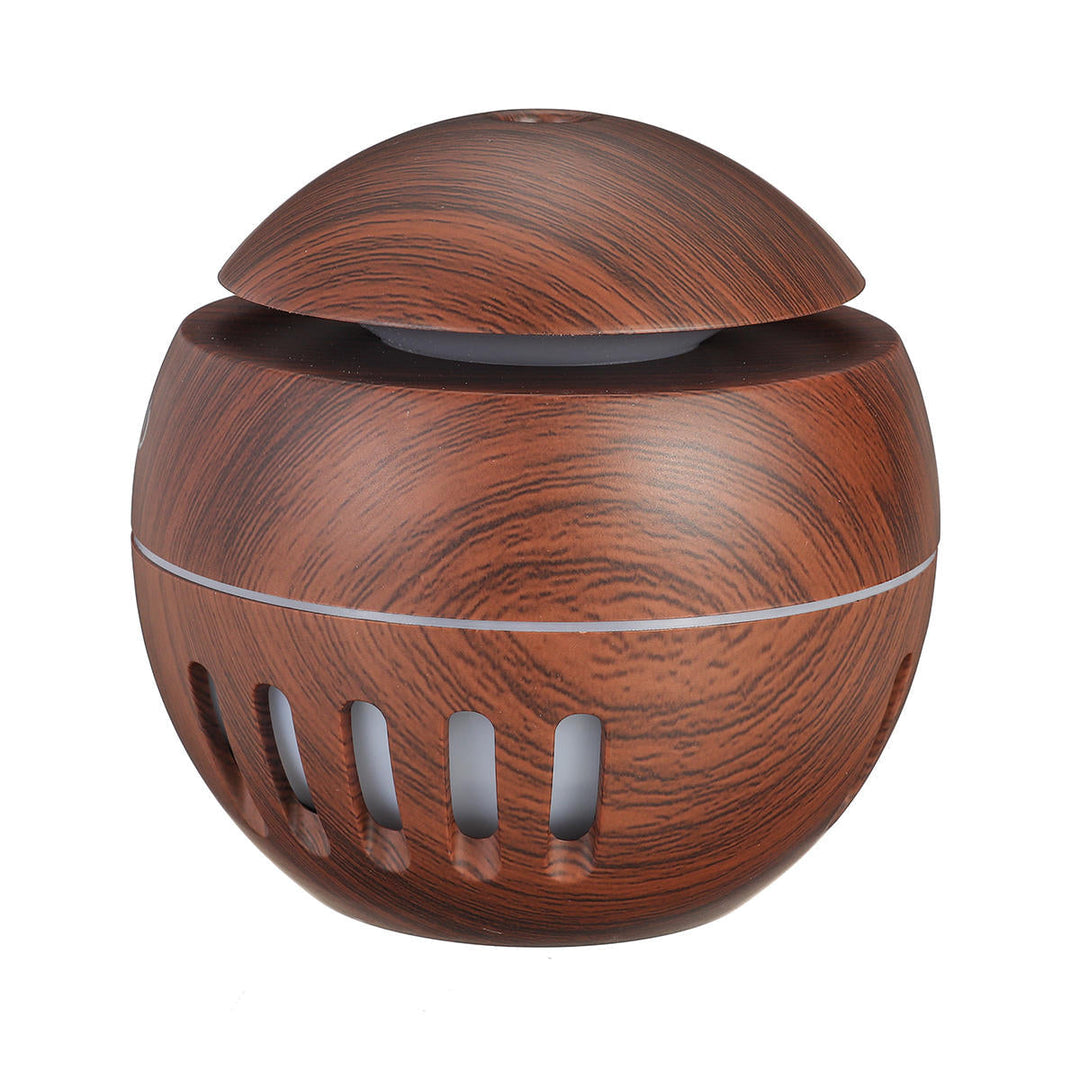 USB Mini Wood Grain Air Humidifier Aroma Essential Oil Diffuser 7 Colors LED Lights Image 3