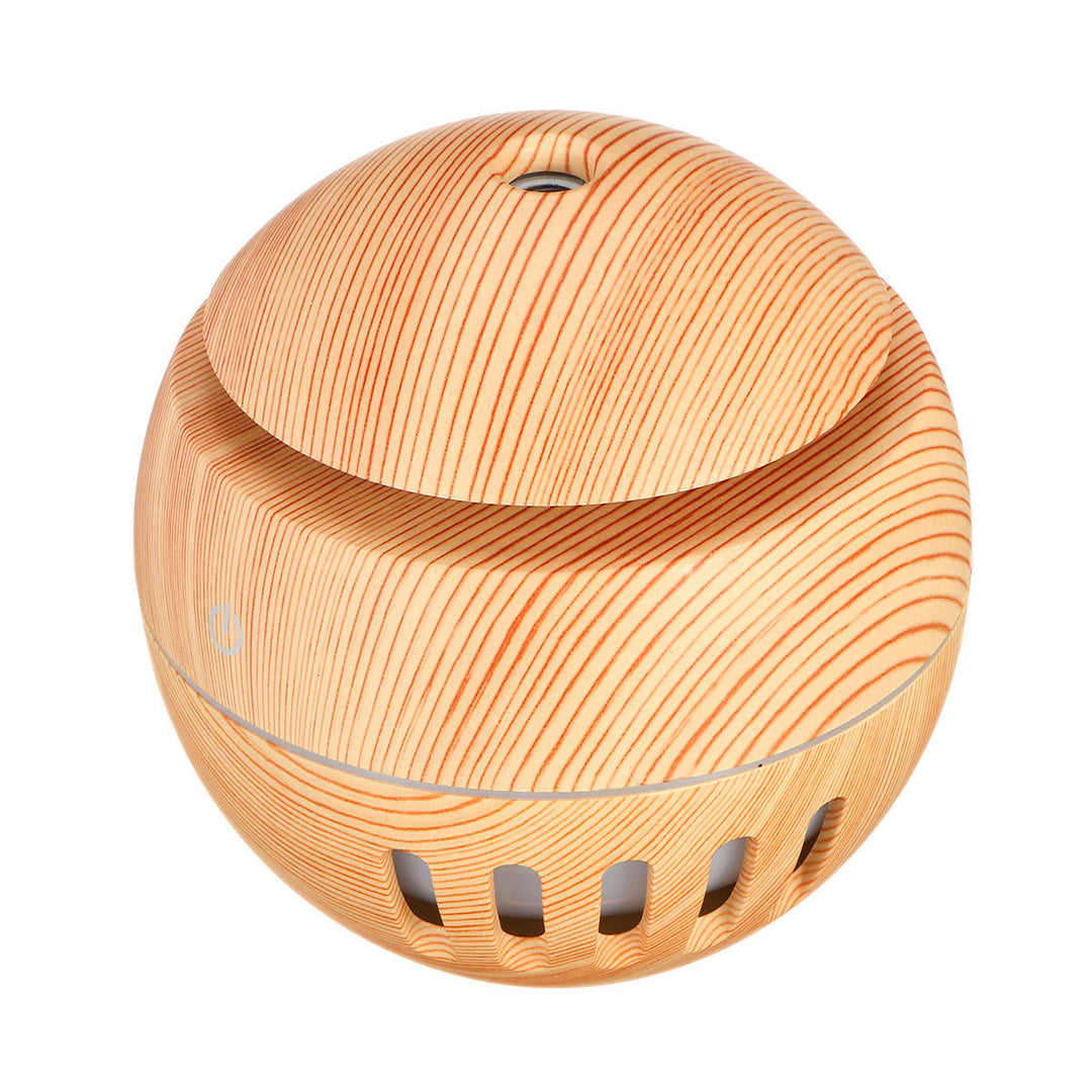 USB Mini Wood Grain Air Humidifier Aroma Essential Oil Diffuser 7 Colors LED Lights Image 5