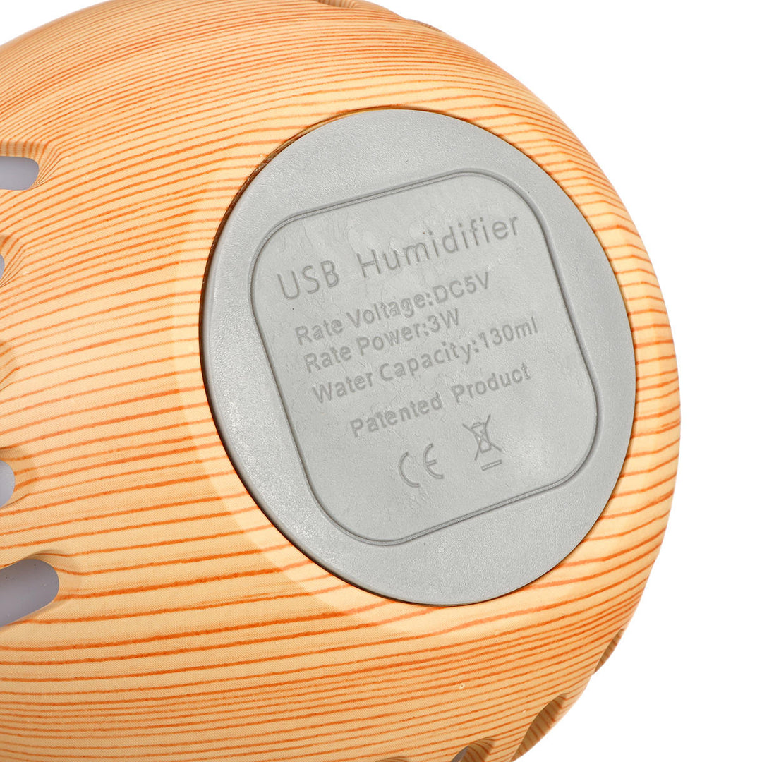 USB Mini Wood Grain Air Humidifier Aroma Essential Oil Diffuser 7 Colors LED Lights Image 10