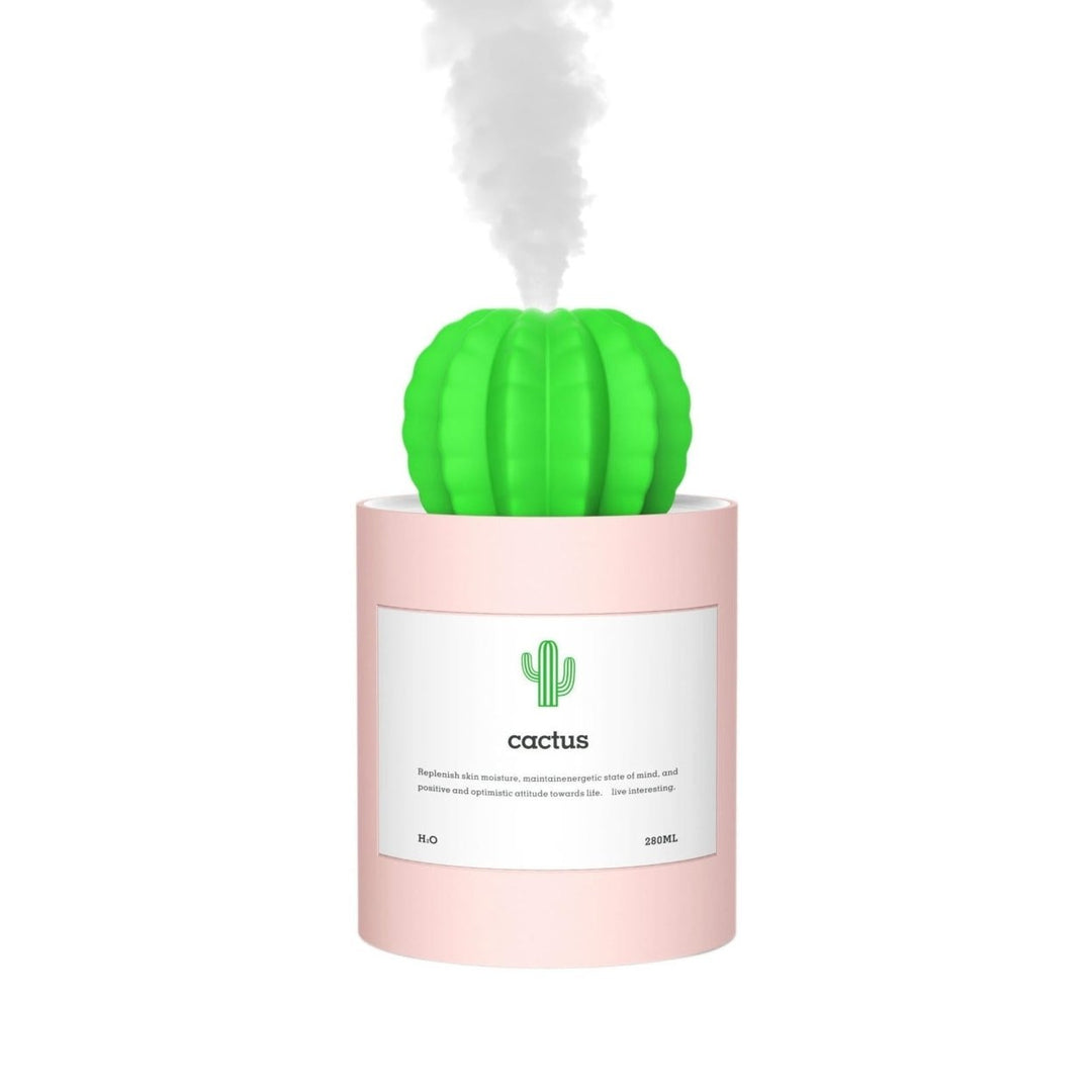 USB Port 280ML Mini Cactus Shape Air Purifier Cool Mist Humidifier for Car Home Office Image 1