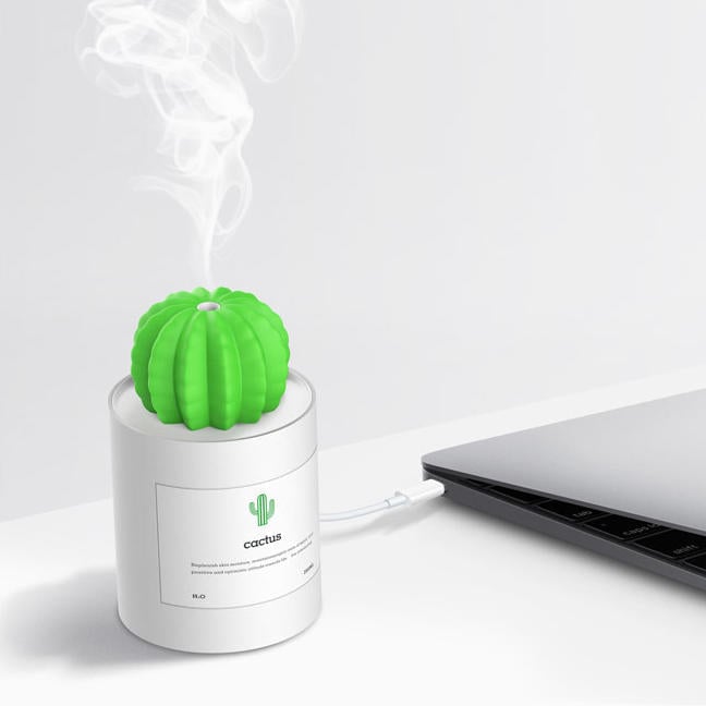 USB Port 280ML Mini Cactus Shape Air Purifier Cool Mist Humidifier for Car Home Office Image 4