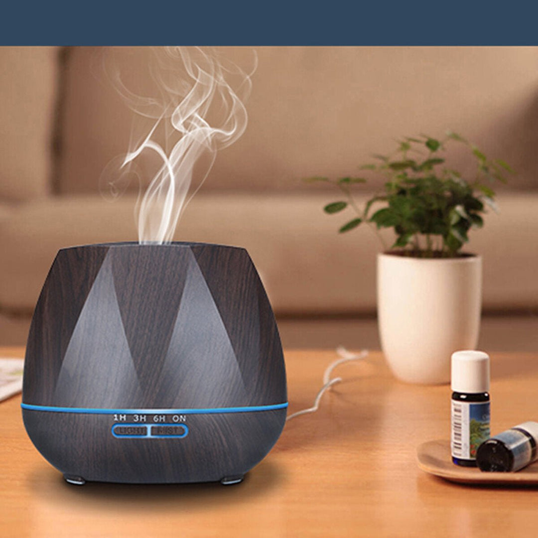 USB Rechargeable Ultrasonic Air Humidifier Wood Grain LED Light Portable Purifier Image 10