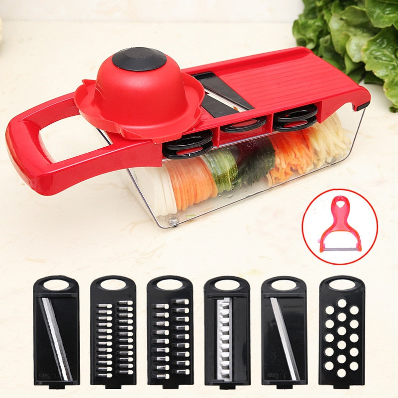 Vegetable Fruit Slicer Cutter Multi-functional Potato Carrot Peeler Grater Drain Basket Kitchen Tool Image 9