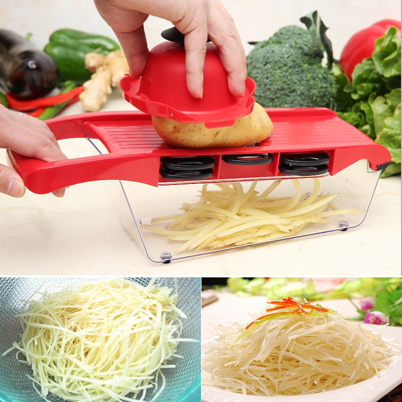 Vegetable Fruit Slicer Cutter Multi-functional Potato Carrot Peeler Grater Drain Basket Kitchen Tool Image 11