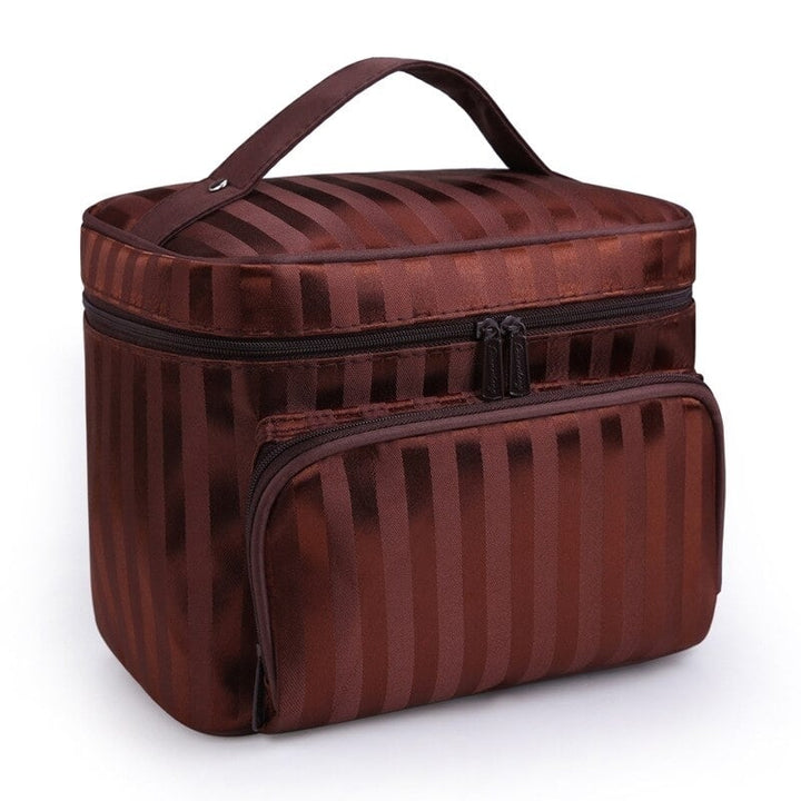 Woman Cosmetic Bags Striped Pattern Organizer Makeup Bag Travel Toiletry Large Capacity Storage Beauty Image 1