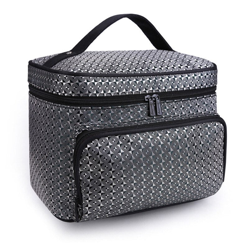 Woman Cosmetic Bags Striped Pattern Organizer Makeup Bag Travel Toiletry Large Capacity Storage Beauty Image 8