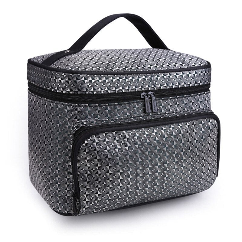 Woman Cosmetic Bags Striped Pattern Organizer Makeup Bag Travel Toiletry Large Capacity Storage Beauty Image 1