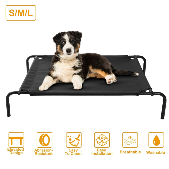 Elevated Pet Bed for Dogs and Cats Heavy Duty Breathable Washable Black S/M/L Image 1