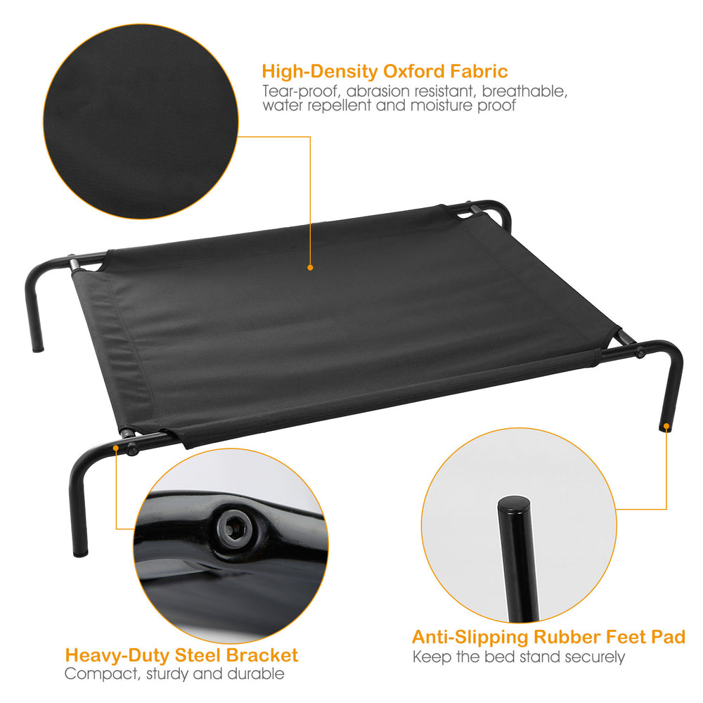 Elevated Pet Bed for Dogs and Cats Heavy Duty Breathable Washable Black S/M/L Image 2