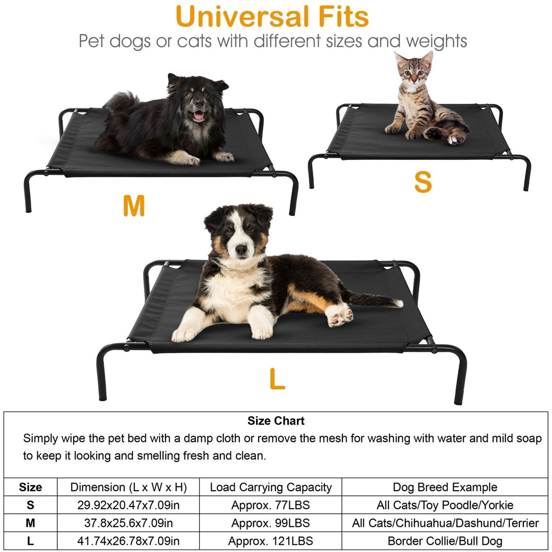 Elevated Pet Bed for Dogs and Cats Heavy Duty Breathable Washable Black S/M/L Image 3