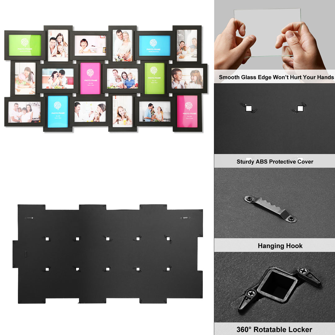 18 Opening Collage Photo Frame Set Black or White 4x6in Wall Mount Image 4