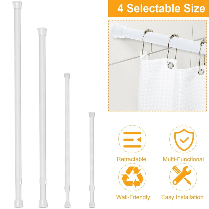 Heavy Duty Tension Curtain Rod Adjustable Steel White 30-105cm for Bathroom Image 1