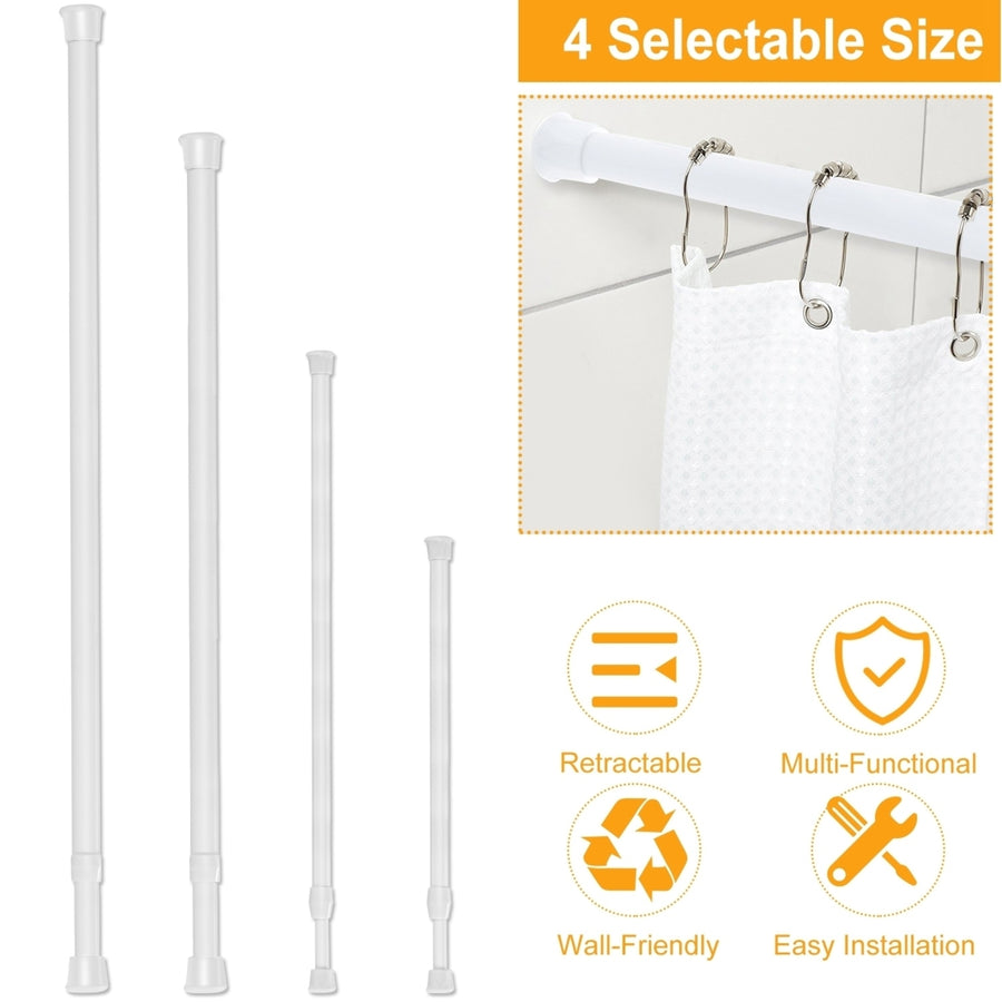 Heavy Duty Tension Curtain Rod Adjustable Steel White 30-105cm for Bathroom Image 1