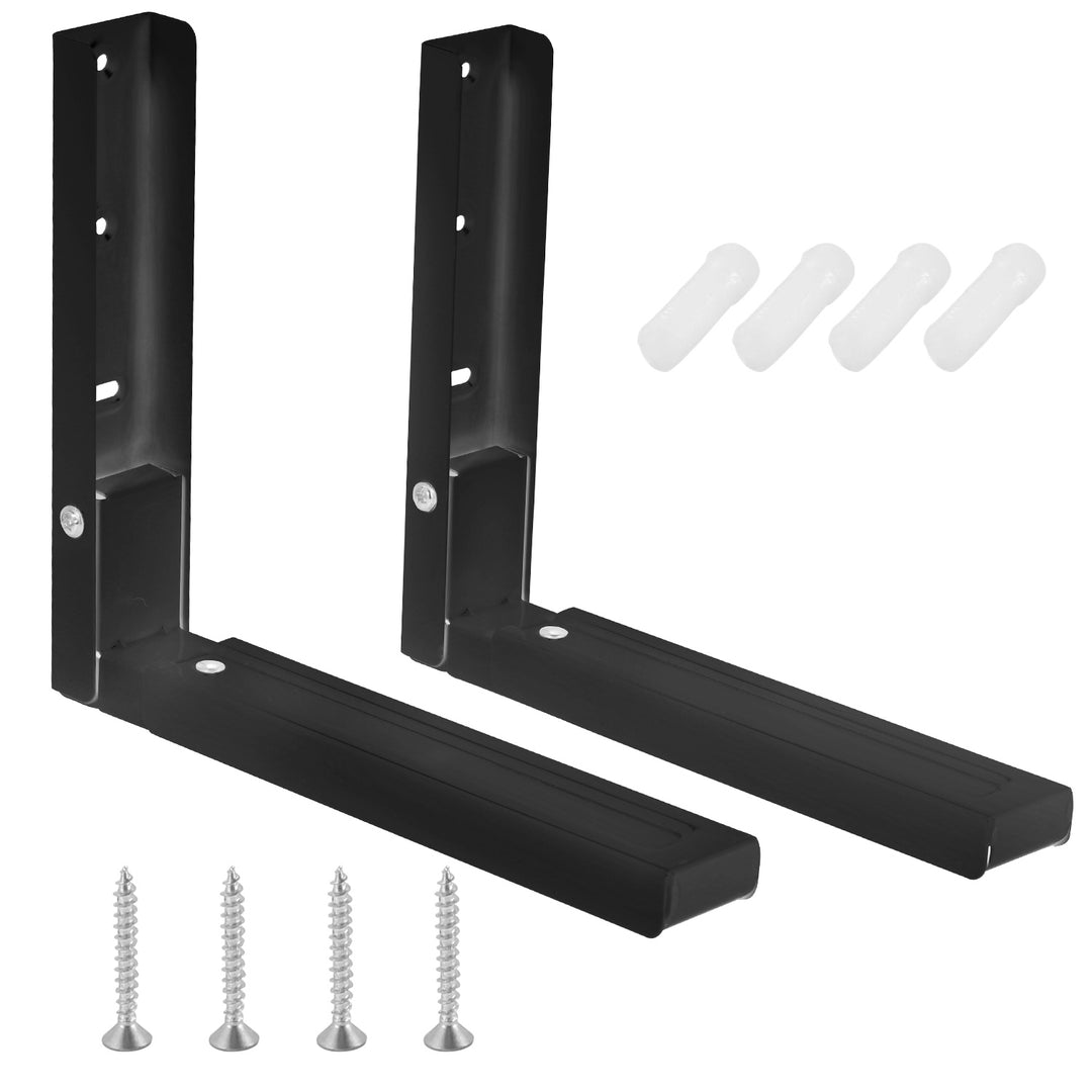 Adjustable Microwave Wall Mount Brackets 2Pcs Heavy Duty Carbon Steel Black Image 6