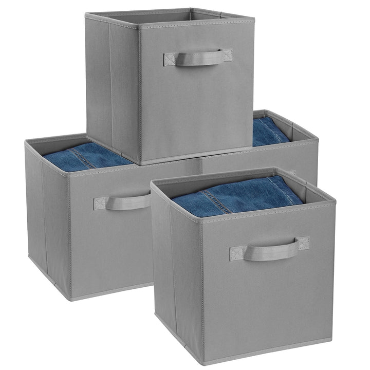 Foldable Storage Cube Bins 4 Pack Black Non-Woven Fabric Organizer for Toys Clothes Image 1