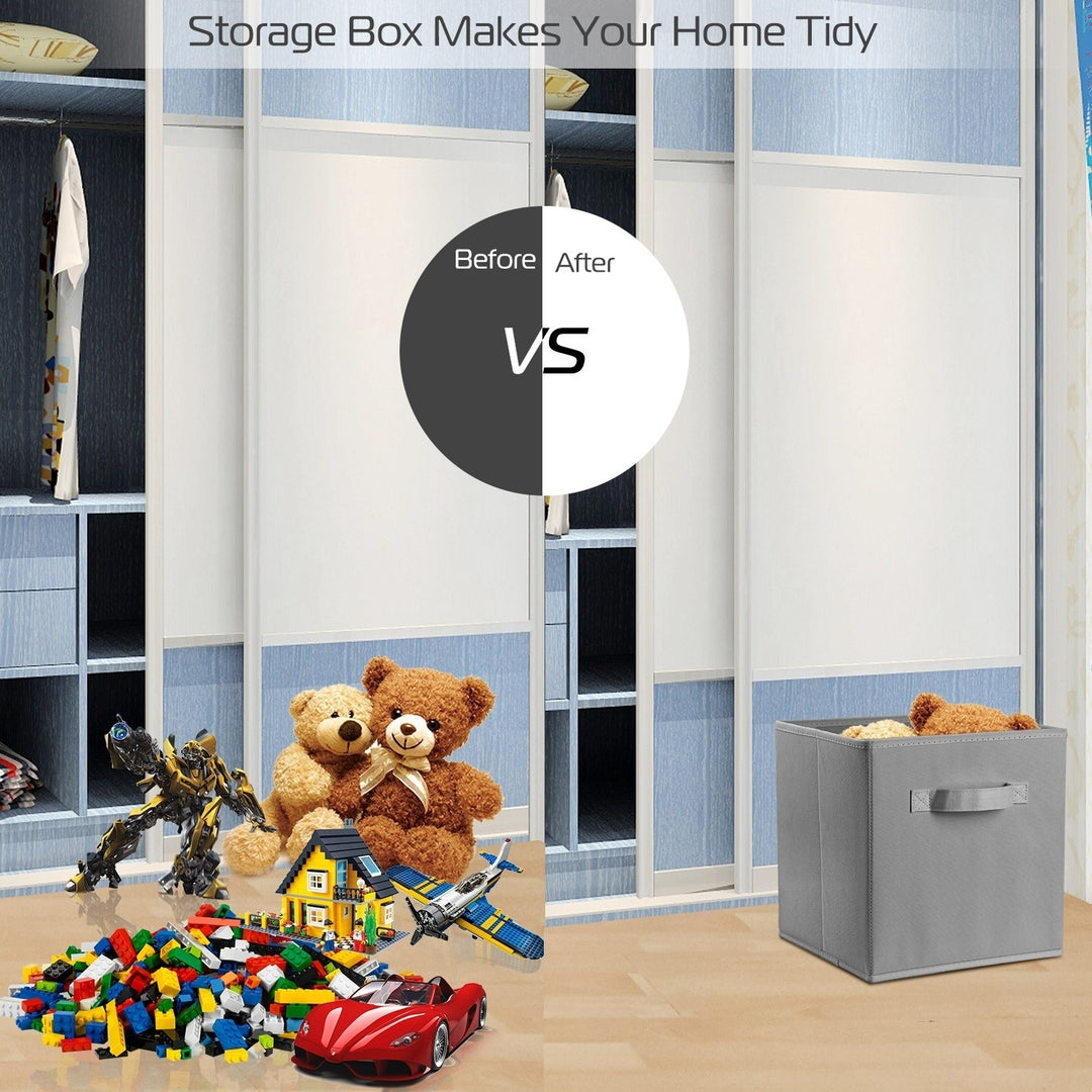 Foldable Storage Cube Bins 4 Pack Black Non-Woven Fabric Organizer for Toys Clothes Image 3