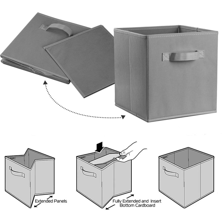 Foldable Storage Cube Bins 4 Pack Black Non-Woven Fabric Organizer for Toys Clothes Image 4