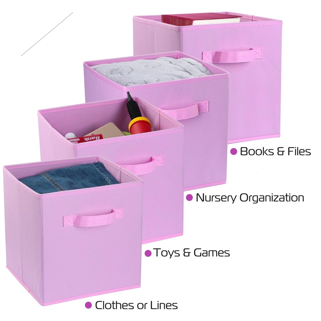 Foldable Storage Cube Bins 4 Pack Black Non-Woven Fabric Organizer for Toys Clothes Image 8