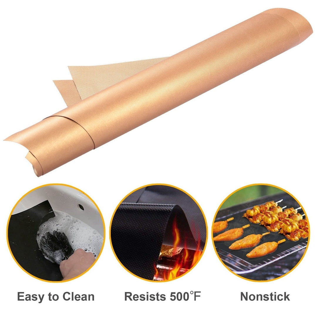 BBQ Grill Mat Reusable Non-Stick 2 Pack High Heat Resistant 12.99x15.75 Black Image 2