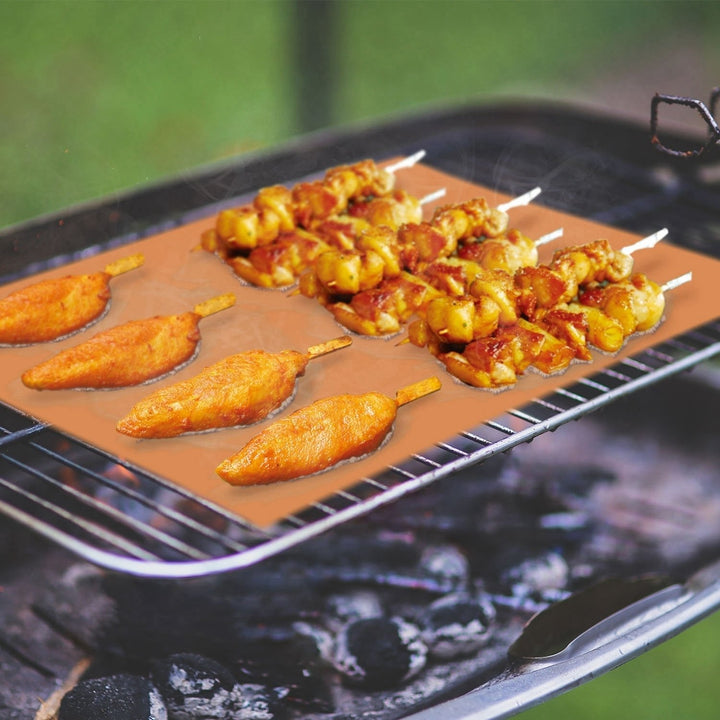 BBQ Grill Mat Reusable Non-Stick 2 Pack High Heat Resistant 12.99x15.75 Black Image 4