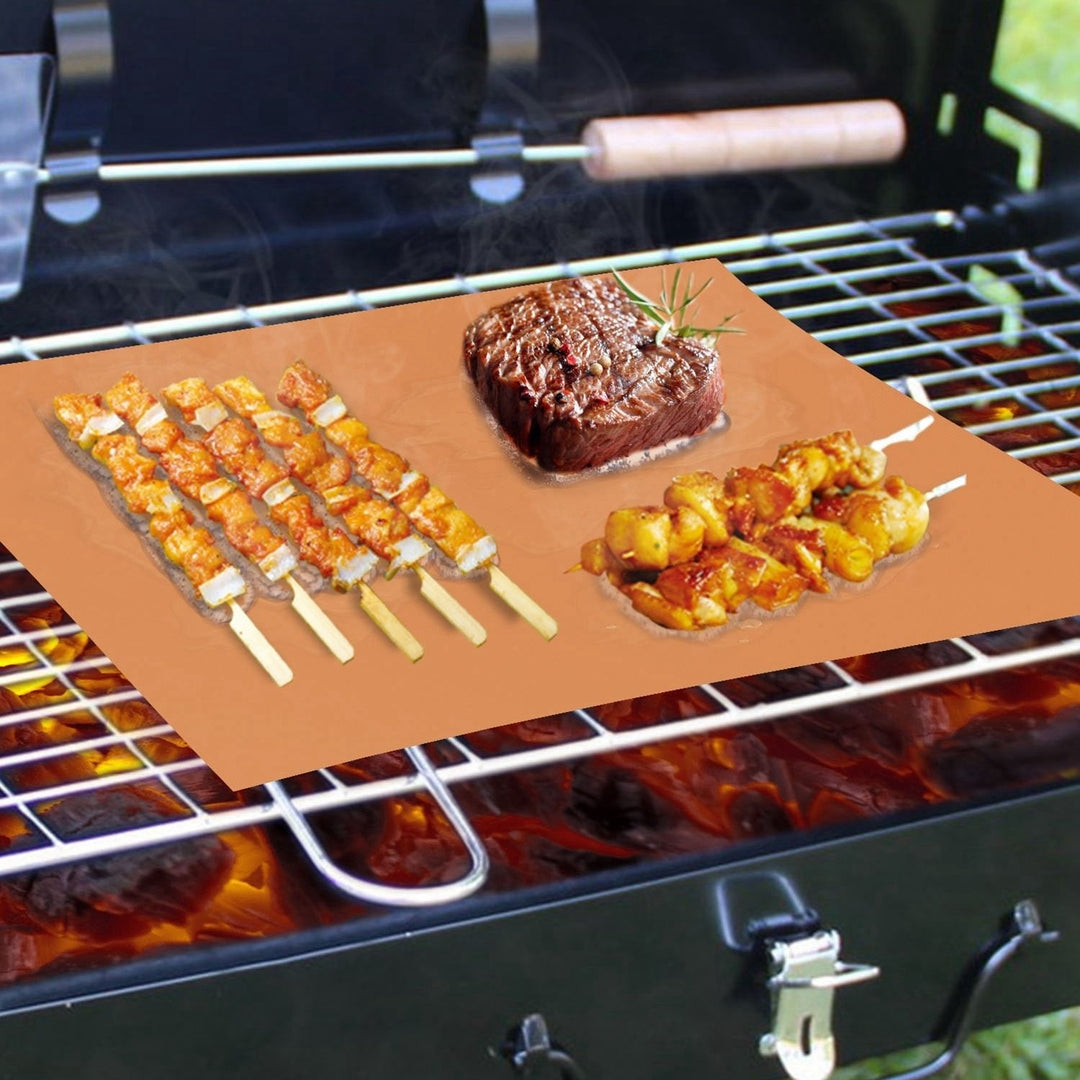 BBQ Grill Mat Reusable Non-Stick 2 Pack High Heat Resistant 12.99x15.75 Black Image 5