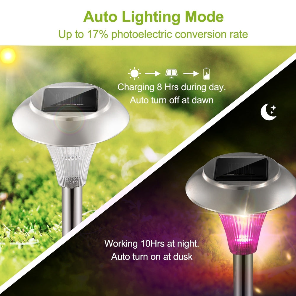 Solar Garden Lights Waterproof Color Changing Pathway Lamps Outdoor IP44 2LED Image 2