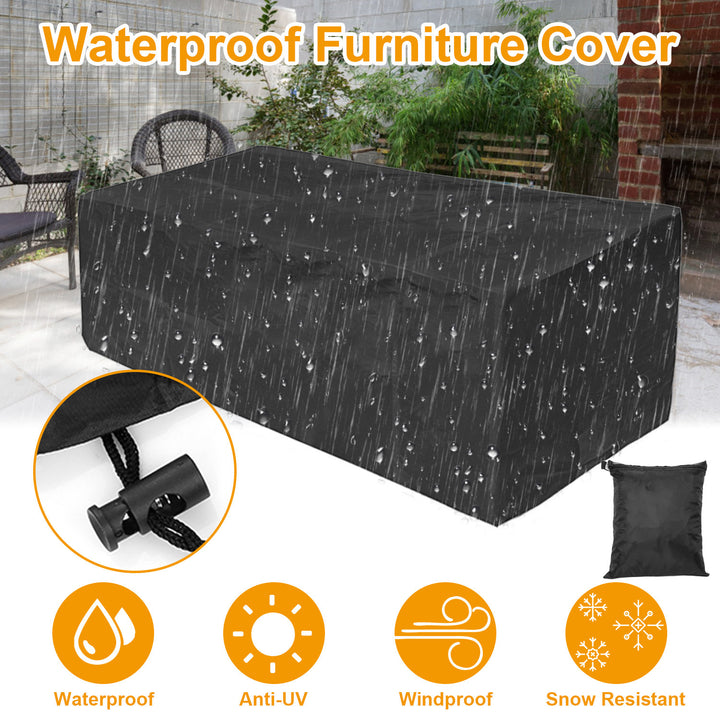 210D Waterproof Outdoor Furniture Cover Black UV Resistant Heavy Duty Cover Image 1