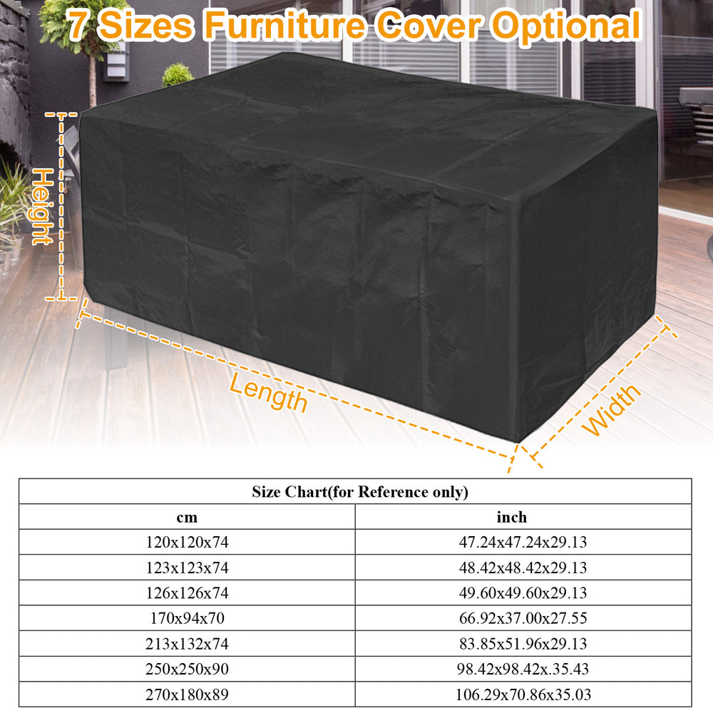 210D Waterproof Outdoor Furniture Cover Black UV Resistant Heavy Duty Cover Image 2