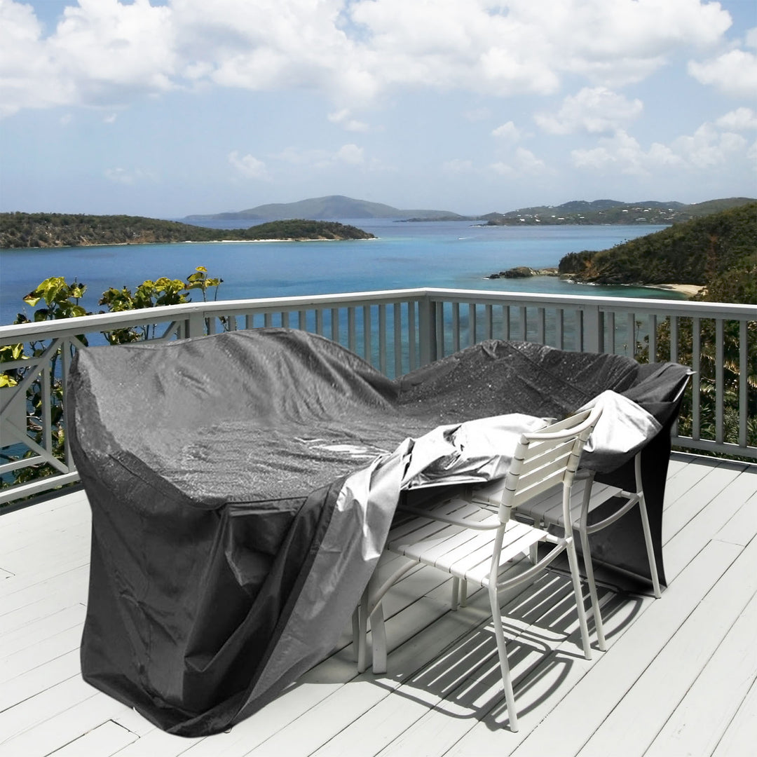 210D Waterproof Outdoor Furniture Cover Black UV Resistant Heavy Duty Cover Image 6