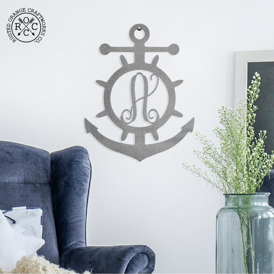 Anchor Monogram - 2 sizes - Metal Custom Anchor Monogram Beach House Decor Image 1