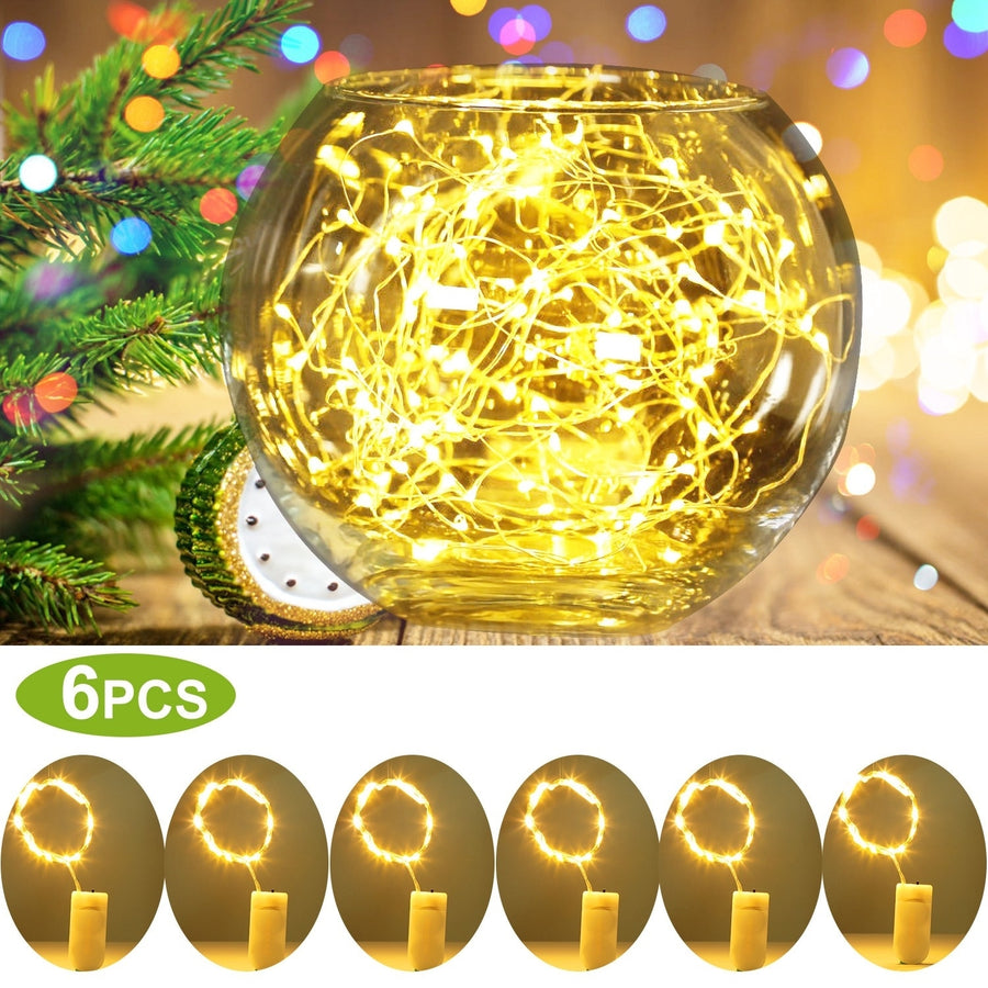 6 Pack LED String Lights 20 Warm Cold White Copper Wire 6.56ft Battery Fairy Decor Image 1