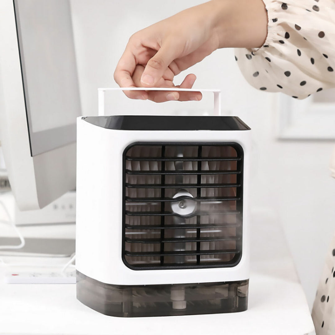 4 IN 1 USB Air Conditioner Fan Portable Cooling Humidifier Mini Desktop Cooler LED Atmosphere Light Image 7