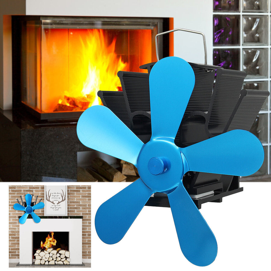 5 Blades Super Quiet Heat Powered Stove Fan Saving Wall Mounted Fireplace Ecofan Image 1