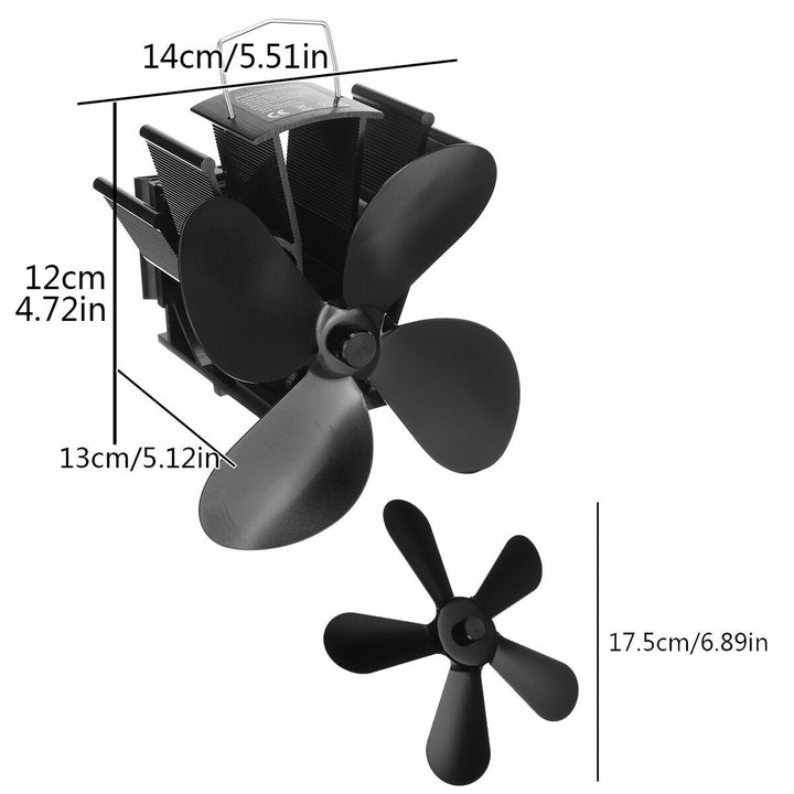 5 Blade Eco-friendly Stove Fan Low Noise Home Fireplace Fan Efficient Heat Distribution Image 9