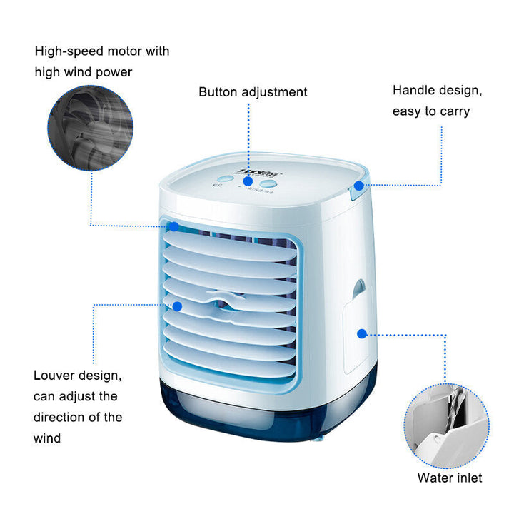 3 Gears LED Mini Air Conditioner Humidifier Fan Portable Cooling Air Cooler Image 8